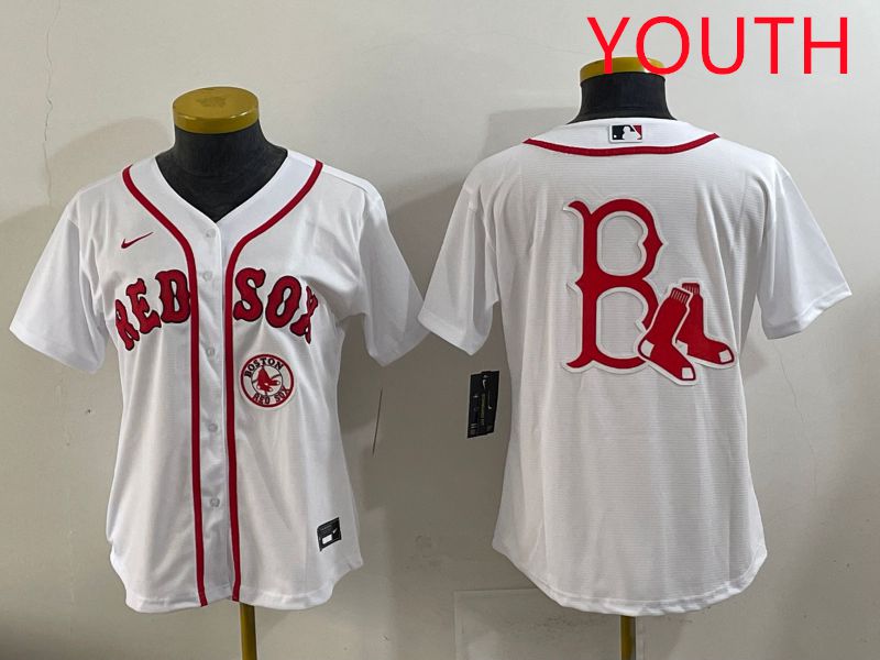 Youth 2025 Boston Red Sox Blank White Game Nike MLB Jersey style 8->youth mlb jersey->Youth Jersey